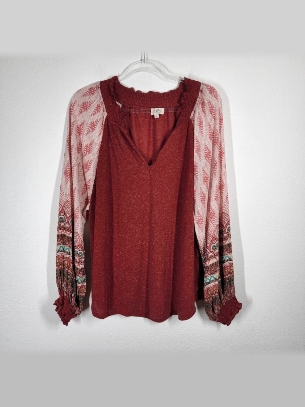 UMGEE BOHO V-NECK LONG SLEEVE TOP